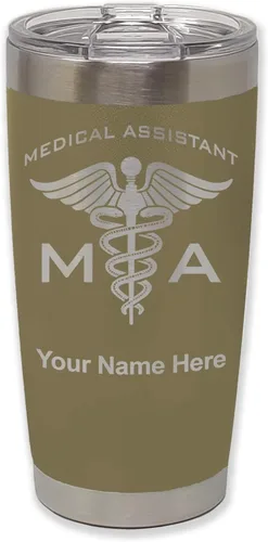 Vista 36 de LaserGram Taza aislada al vacío de 20 onzas, asistente médico MA, grabado personalizado incluido (negro)