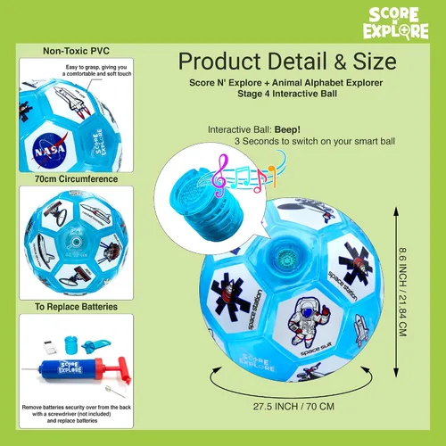 Vista 5 de Score N' Explore Interactive Sound Ball Light Up, Sound, and Counting Ball for Skills Training