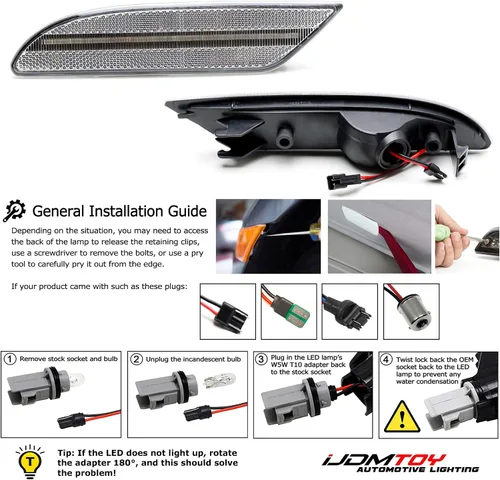 Vista 6 de iJDMTOY Lente transparente/blanca ámbar tira de luz LED frontal lateral compatible con Mercedes W221 Pre-LC S320 S350 S400 S500 S550 S550 S600