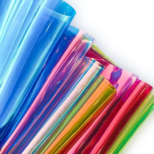 Vista 4 de ONEART Rollo de vinilo transparente holográfico de calibre 30, 12 x 54 pulgadas, tela de plástico TPU transparente iridiscente impermeable para Verde