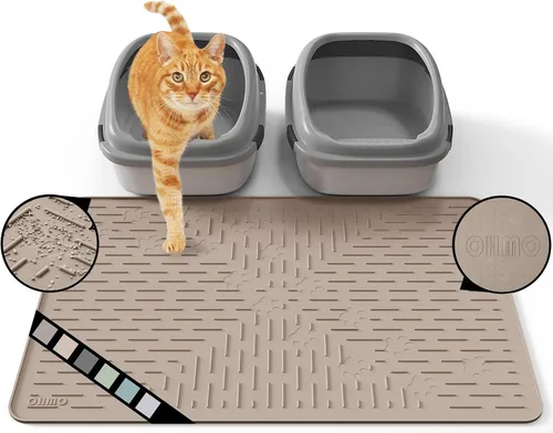 Vista 18 de OHMO Alfombrilla Grande para Arena de Gatos Alfombrilla de Captura Premium Goma de Silicona 31.5 x 23.6 pulgadas Gris Ceniza, Alfombrilla para Caja