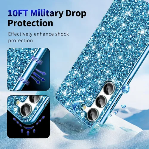 Vista 3 de S23+ Plus - Funda con purpurina para Samsung Galaxy S23+ 5G, funda protectora delgada y ultradelgada con parte trasera mate, a prueba de golpes