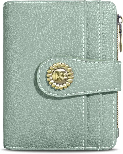 Vista 44 de Kelvoris Cartera pequeña Rfid para mujer, plegable, con cremallera, bolsillo para monedas, piel sintética, compacto, para tarjetas de crédito