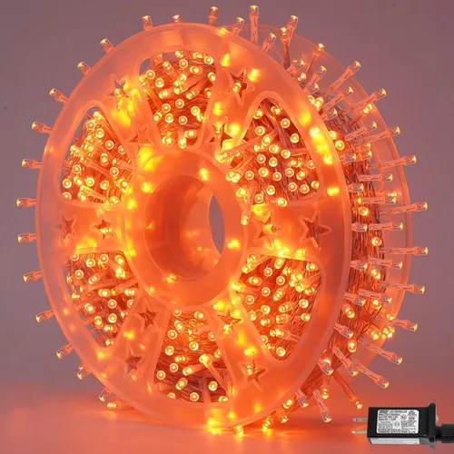 Vista 23 de QITONG Tira de luces rojas y verdes para exteriores, 165 pies, 500 luces LED de alambre transparente de Navidad para interiores, 8 modos de luz