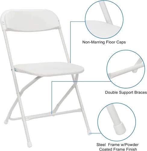 Vista 4 de Silla plegable de plástico, blanco, 4pcs