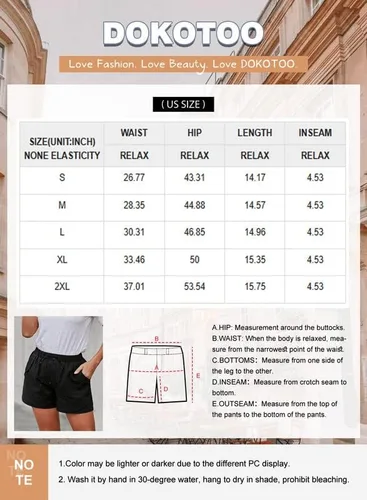 Vista 6 de Dokotoo Pantalones cortos casuales de lino y algodón con cordón elástico para mujer