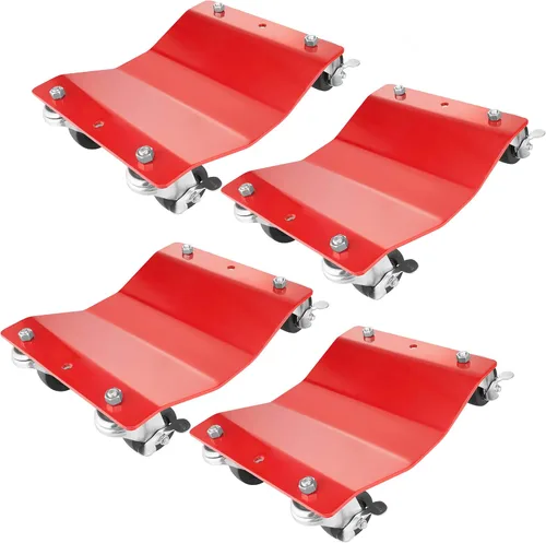 Vista 3 de Pentagon Tool Grado Comercial Pack de 2 y Pack de 4 Carretilla para Neumáticos - Patines para Neumáticos Capacidad de 3,000 lbs Rojo