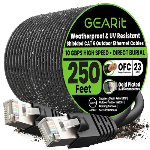 Vista 16 de GEARit - Cable Ethernet Cat6 para exteriores (3 m) 23AWG de cobre puro, FTP, LLDPE, impermeable, entierro directo, en tierra, resistente a UV, POE