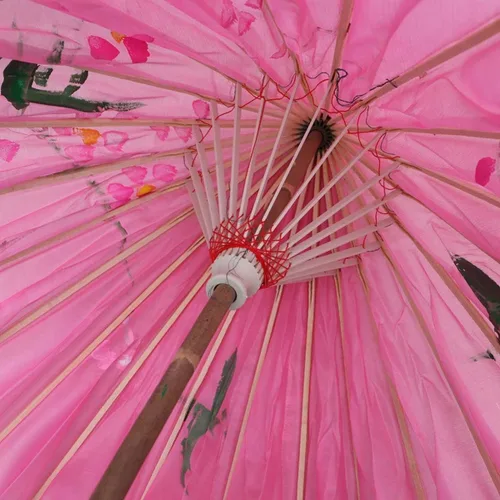 Vista 8 de HEALLILY Paraguas japonés chino de papel al óleo, sombrilla para bailar Umberlla, accesorios de fotografía para adultos o niños (rosa)