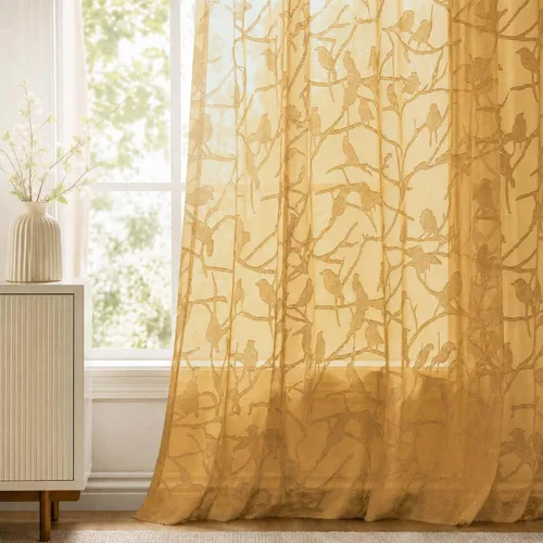 Vista 69 de OVZME Anji Clip Voile Sheer Tiers RD 2X30X36 Negro