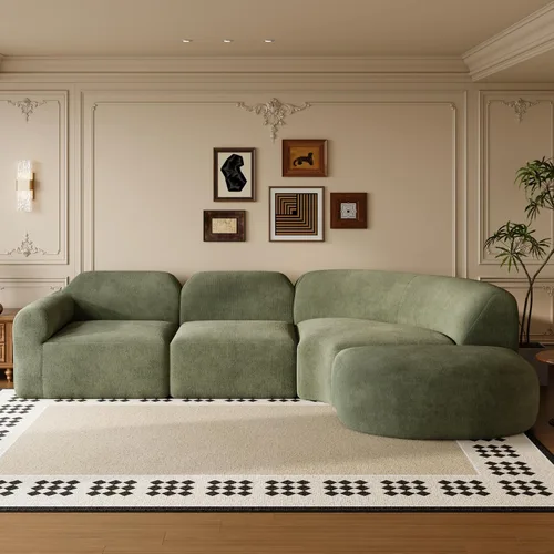 Vista 10 de Sofá Seccional Curvo de 106 pulgadas Sofá de Esponja con Chaise Lounge para Sala de Estar, Sofá Seccional Moderno en Forma de L, Sin Estructura
