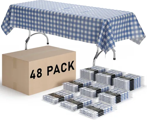 Vista 22 de Exquisite Cubierta de Mesa para Picnic - Paquete de 6 Manteles Premium Rectangulares de Plástico - Cubierta de Mesa para BBQ a Cuadros Negro