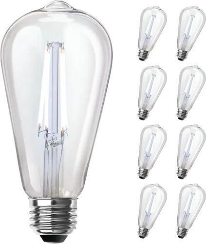 Vista 11 de Feit Electric ST19 Bombilla LED Edison vintage, equivalente a 60 W, regulable, blanco suave de 2700 K, 800 lúmenes, base E26, bombillas de filamento