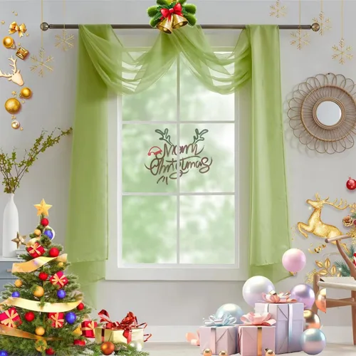 Vista 10 de Luvyohmee Cenefas de bufanda negras para ventanas, cenefa transparente de 144 pulgadas, cenefas transparentes para ventanas, tela para drapear