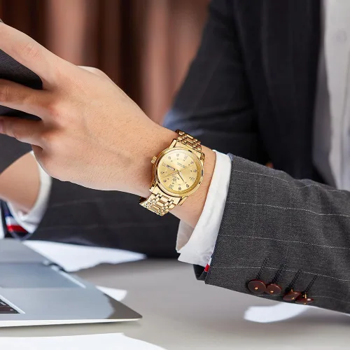 Vista 3 de OLEVS Reloj para hombre clásico vestido de negocios analógico cuarzo acero inoxidable impermeable luminoso fecha diamante hombres reloj de plata