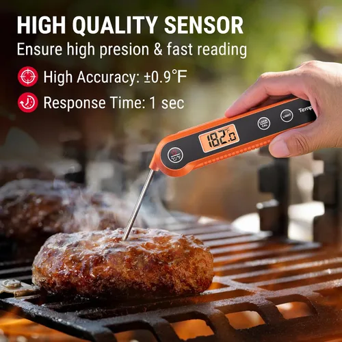 Vista 3 de TempPro - Termómetro digital de lectura instantánea para carne, para asar a la parrilla, termómetro impermeable para alimentos con retroiluminación