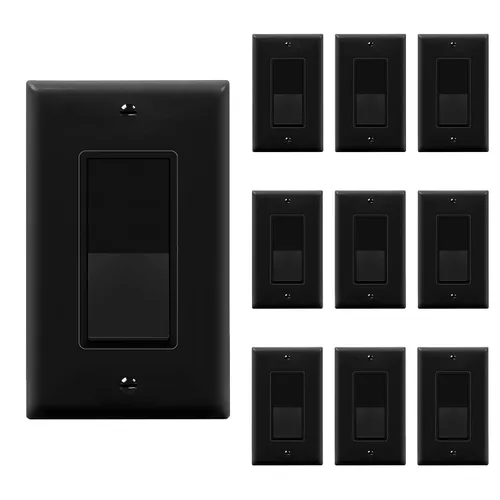 Vista 43 de ENERLITES - Interruptor de palanca decorativo de encendido/apagado con placas de pared, unipolar, 3 cables, tornillo de conexión a tierra, grado