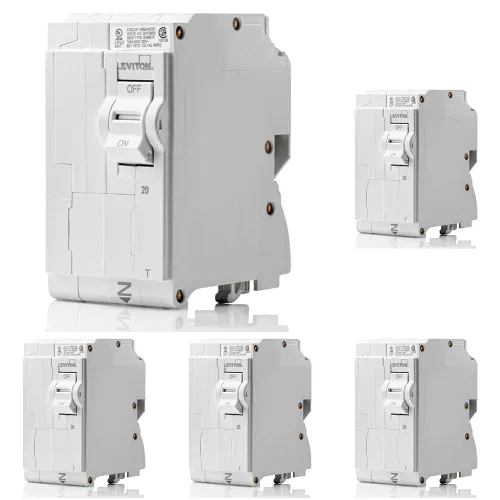 Vista 6 de Leviton Disyuntor de rama estándar enchufable de 2 polos 20A, magnético térmico, 120/240 VAC, LB220-T, blanco