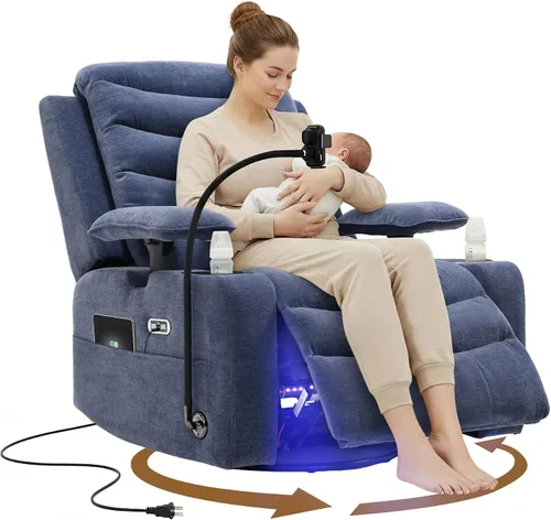 Vista 13 de Olela Power Glider - Silla reclinable para guardería, mecedora giratoria Gris