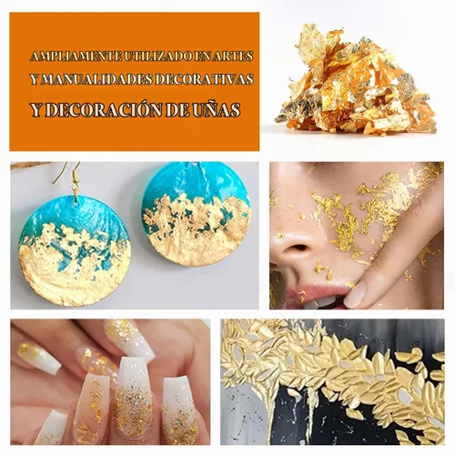 Vista 6 de Cobakey - Hojas de oro comestibles genuinas en copos - 50 mg de copos de oro comestibles para decoración de pasteles