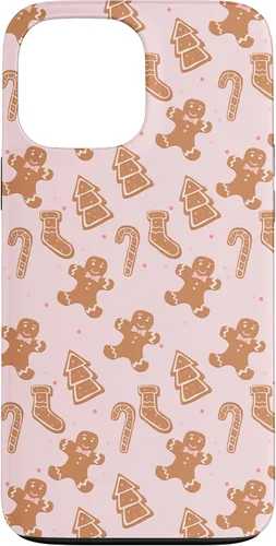 Vista 24 de iPhone 16 Pink Gingerbread Cookie Christmas with Polka Dots Case
