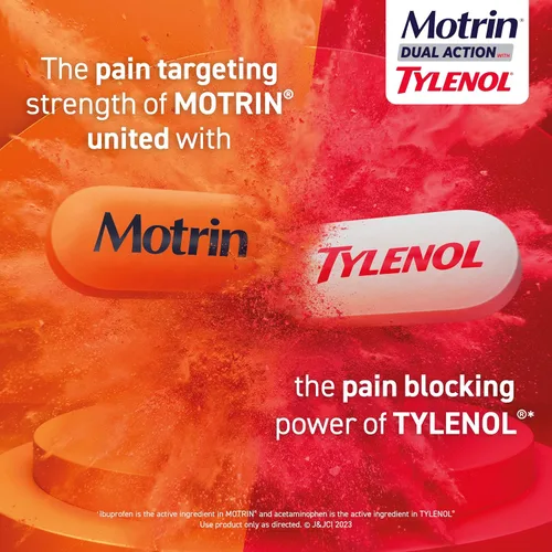 Vista 7 de Motrin Dual Action con Tylenol, Analgésico de acción dual de acción rápida con ibuprofeno y acetaminofén para dolores y molestias menores