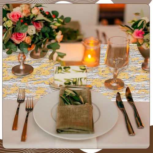 Vista 6 de Mixweer 10 caminos de mesa dorados de 11 x 110 pulgadas con lentejuelas para decoraciones de malla fina, fiestas, bodas, cumpleaños, despedidas
