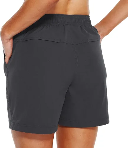 Vista 6 de Cotton Shorts Summer Sport Solid Compression Womens Cargo Pants 2023 with Pockets Drawstring Trousers High Rise Dark Gray
