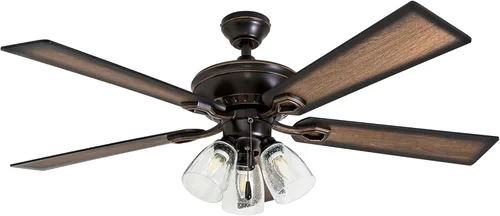 Vista 10 de Prominence Home Glenmont, Ventilador de techo LED de granja de 52 pulgadas con luz, interruptor de cadena, tres opciones de montaje, aspas de doble