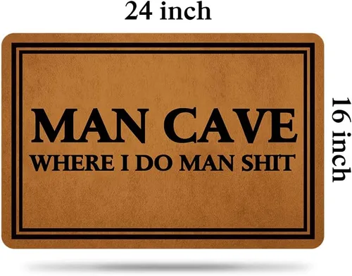 Vista 3 de Ytanie Tapetes de bienvenida para puerta delantera, entrada al aire libre, cueva de hombre, con texto en inglés Where I Do Man Shit, tapete de goma