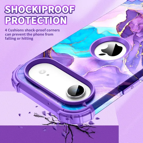 Vista 2 de Funda para iPhone Air, tres capas de alta resistencia a prueba de golpes, híbrida de plástico duro, funda protectora de goma de silicona suave