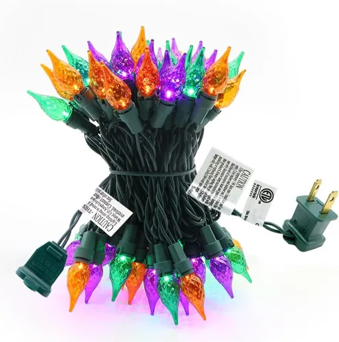Vista 10 de Cadena de luces de Navidad rojas y blancas para exteriores G15 con cristal perlado 70 luces LED 19 pies mini focos de globo para decoración de árbol