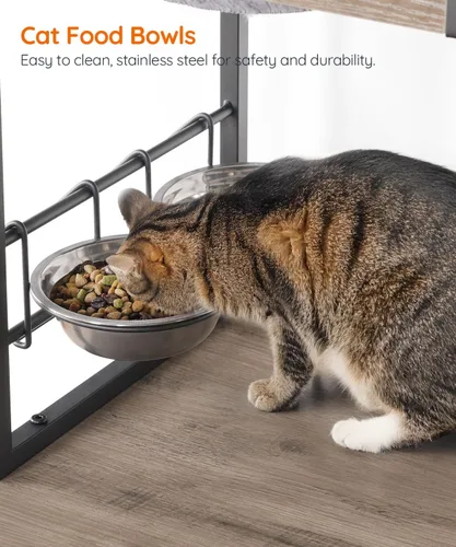 Vista 7 de HOOBRO Árbol para gatos con caja de arena, torre para gatos de 58.7 pulgadas de alto con muebles de caja de arena oculta, con poste rascador