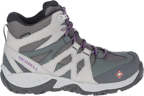 Vista 2 de Merrell Botas de construcción de cuero de sirena para mujer, con puntera de aleación impermeable, BrindleBoulder