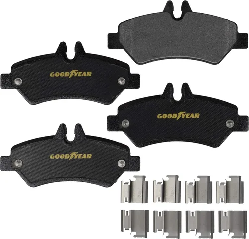Vista 2 de Goodyear Brakes GYD1317 - Juego de pastillas de freno de disco trasero de cerámica de carbono para camión y SUV, pieza de repuesto para Dodge