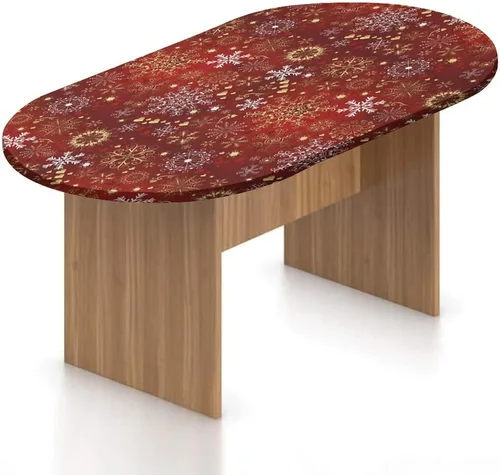 Vista 10 de Mantel ovalado ajustable de poliéster elástico para invierno, diseño de bosque abstracto monocromático, hojas y bosques, se adapta a mesas ovaladas