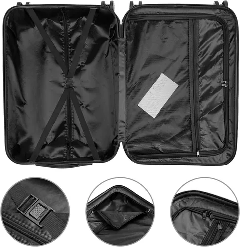 Vista 3 de Karl home Juego de 3 maletas rígidas con ruedas giratorias y bloqueo TSA, equipajes ABS ligeros portátiles para viajes, negocios, Azul marino