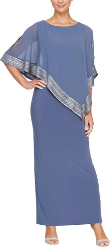 Vista 5 de S.L. Fashions Women's Long Capelet Mother of The Bride Dress with Metallic Trim (Petite and Regular Sizes)