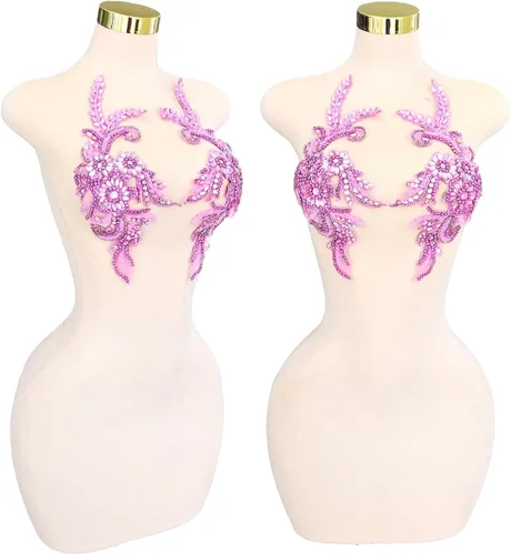 Vista 49 de Parches de cristal hechos a mano con cuentas de encaje de diamantes de imitación para accesorios de ropa de vestir (S1-champán)
