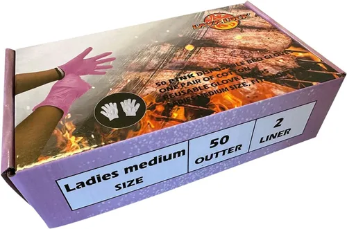 Vista 10 de LavaLock Guantes desechables de nitrilo para barbacoa con forro de algodón para cocinar al aire libre, ahumadores y competición de barbacoa