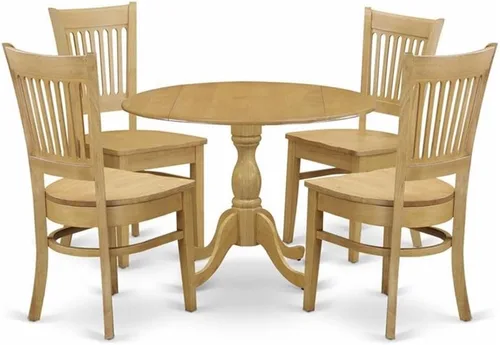 Vista 11 de East West Furniture DMVA3-BLK-W - Juego de comedor de 3 piezas para espacios pequeños que contiene una mesa de comedor redonda con gotas y 2 sillas