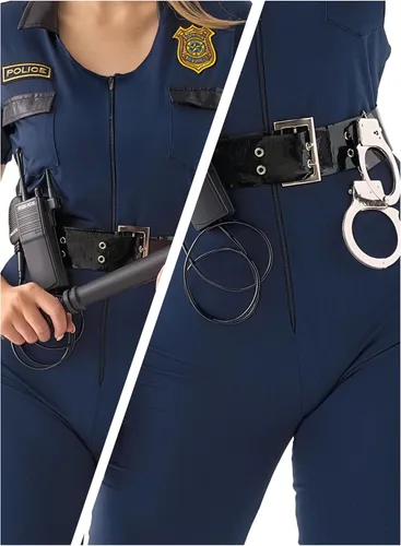 Vista 5 de Spooktacular Creations 7 piezas de disfraz de policía para mujer, disfraz de policía de Halloween para adultos, Halloween, cosplay, fiestas, eventos