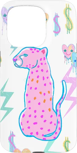 Vista 14 de iPhone 16 Preppy Art Cheetah, Pink Cheetah, Preppy Art Estética Funda