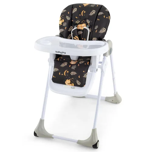 Vista 12 de BABY JOY Silla alta convertible para bebés y niños pequeños, altura ajustable, silla alta Grow & Go con reclinable y reposapiés, bandeja doble Beige