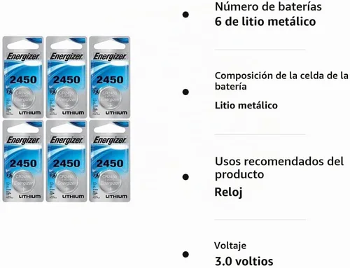 Vista 2 de Energizer Batería de litio CR2450, 3 V ECR2450, 6, 6