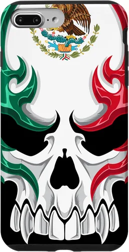 Vista 12 de Funda para iPhone 17 con diseño de bandera de México, diseño tribal de calavera mexicana