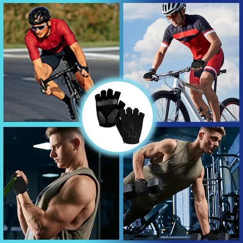 Vista 5 de MOREOK - Guantes para bicicleta de montaña (MTB) y ciclismo de descenso (DH), para hombres, de medio dedo, con almohadilla de gel que absorbe