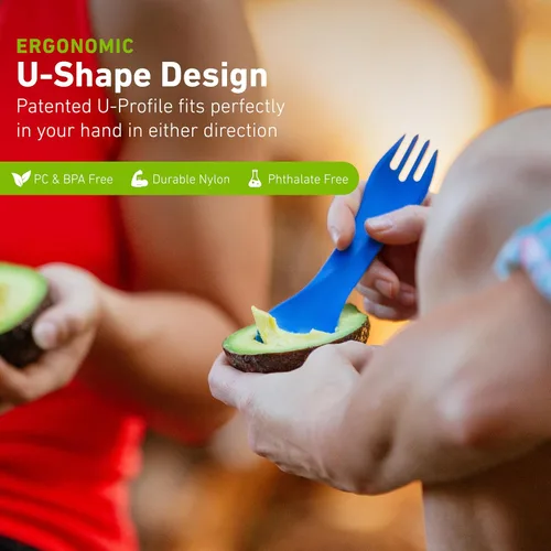 Vista 3 de humangear GoBites Uno Spork - Equipo de mochilero ultraligero, verde claro
