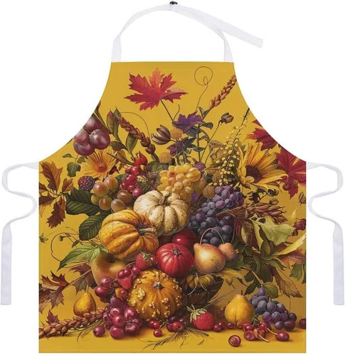 Vista 7 de MUSM Apron for Adults - 27.6 X 31.5 Inch, Heavy-Duty Polyester Aprons with Two Large Pockets, Waterproof Pale Yellow Flowers Kitchen Apron for