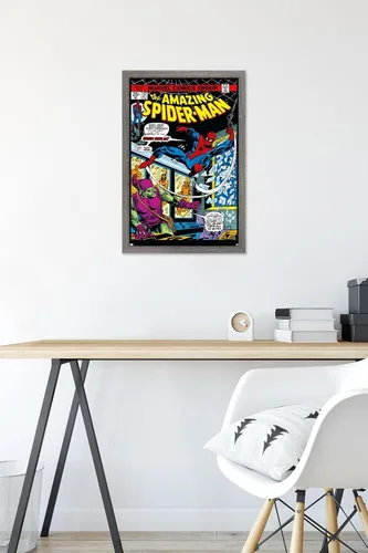 Vista 6 de Marvel Comics Spider-Man - Póster de pared Amazing Spider-Man #137, 22.4 pulgadas de largo x 14.7 pulgadas de ancho, versión enmarcada de madera